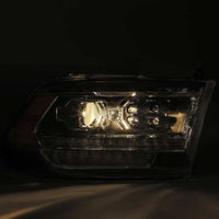 AlphaRex 09-18 Dodge Ram 2500HD LUXX LED Proj Headlights Plank Style Black w/Seq Signal/Smoked DRL