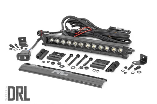 12 Inch Black Series LED Light Bar Single Row | Cool White DRL