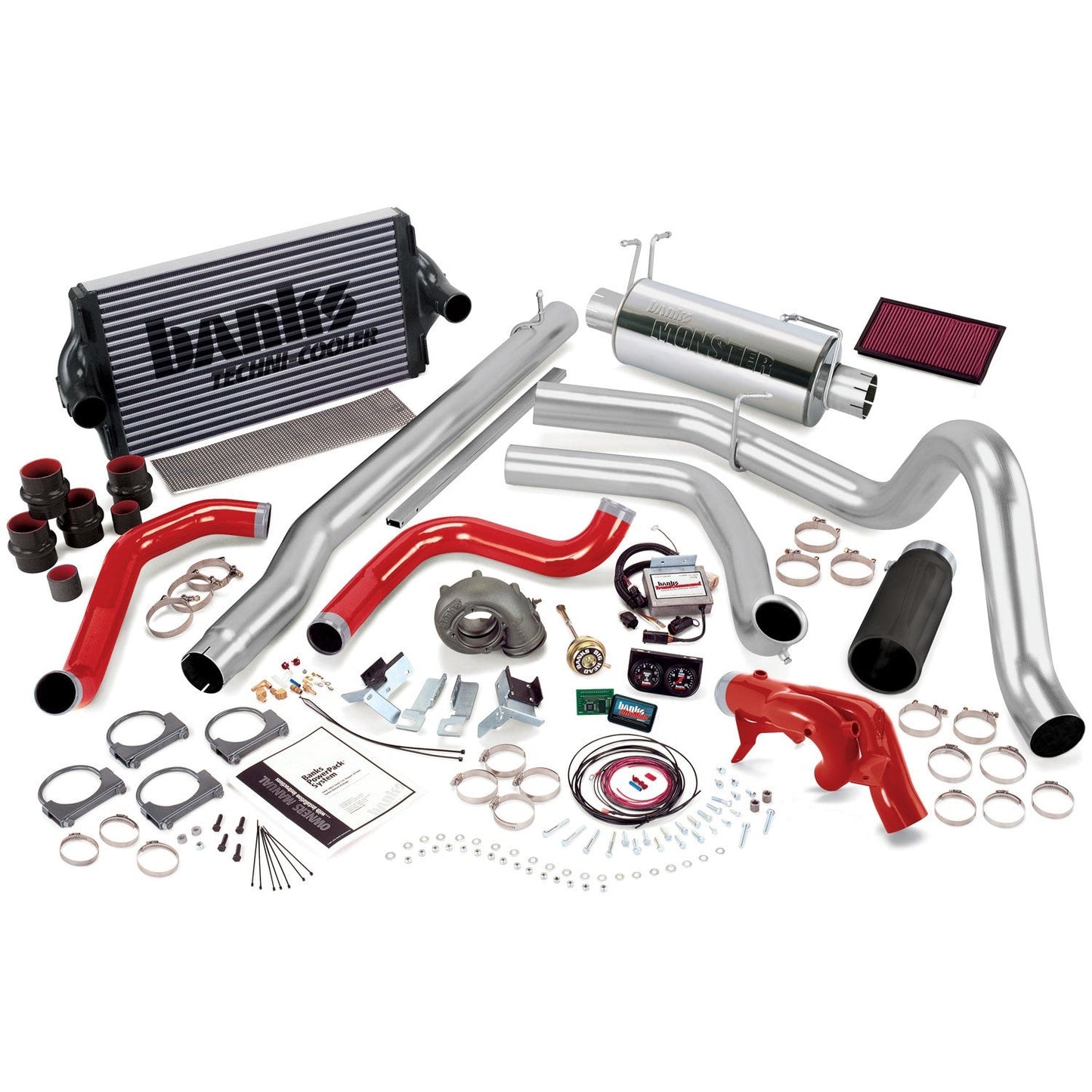 PowerPack Bundle Complete Power System W/Single Exit Exhaust Black Tip 99 Ford 7.3L F250/F350 Automatic Transmission Banks Power