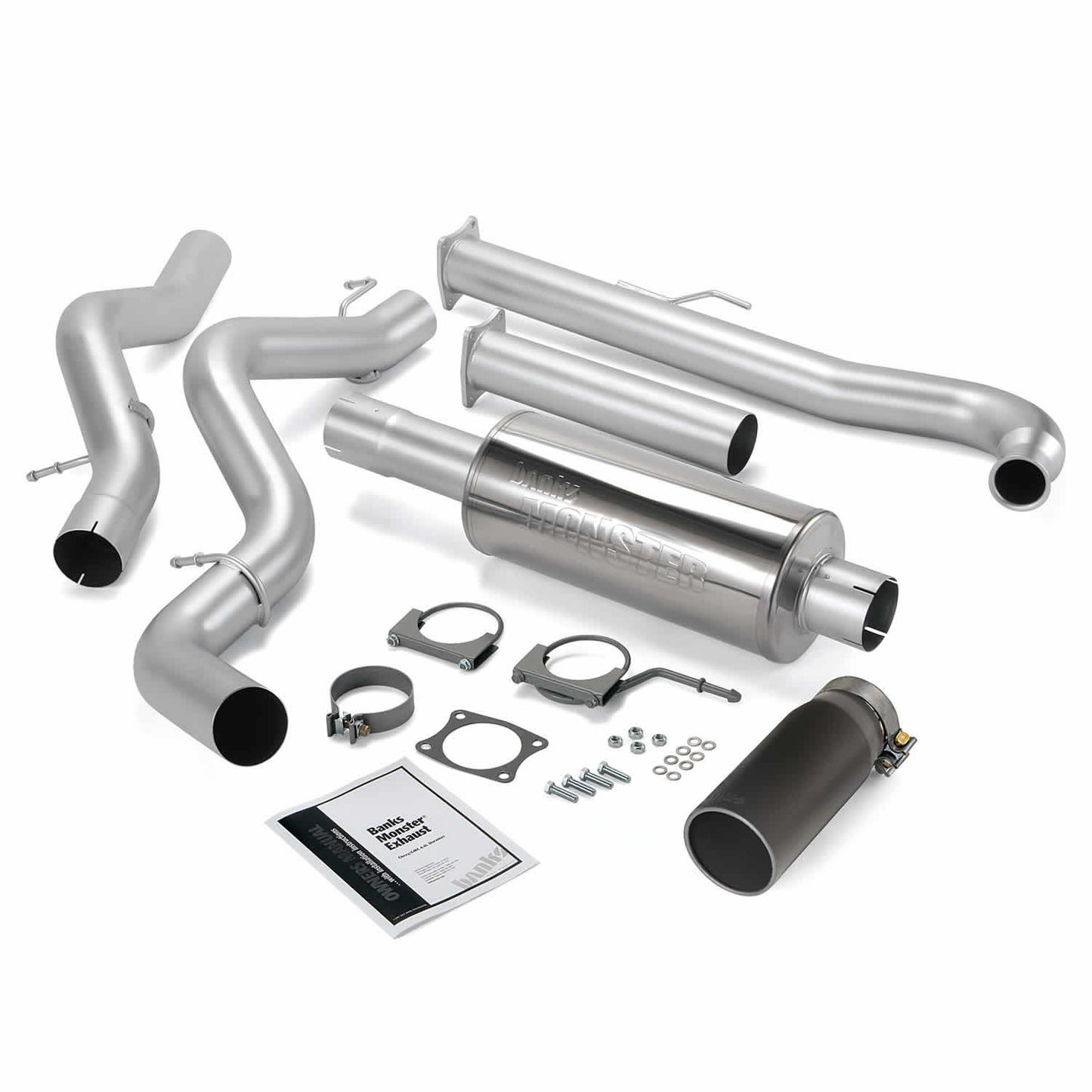 Monster Exhaust System Single Exit Black Tip 01-04 Chevy 6.6L SCLB Banks Power