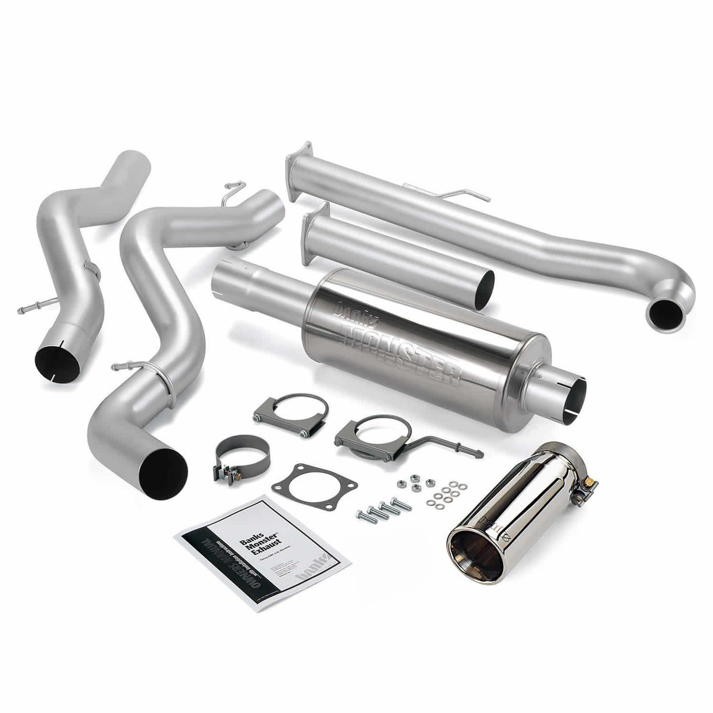 Monster Exhaust System Single Exit Chrome Tip 01-04 Chevy 6.6L SCLB Banks Power