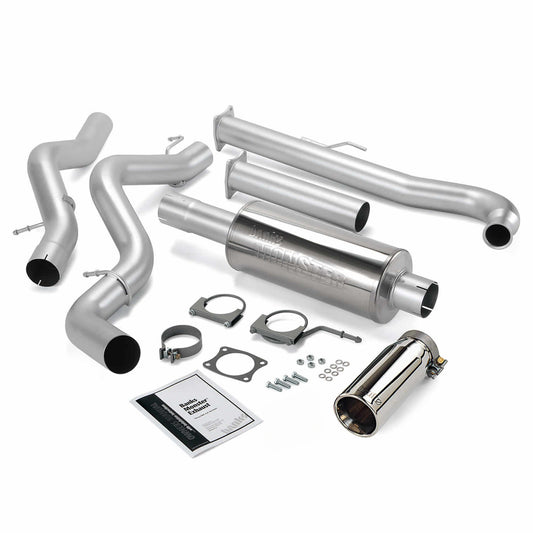 Monster Exhaust System Single Exit Chrome Tip 01-04 Chevy 6.6L EC/CCLB Banks Power