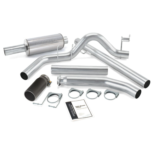 Monster Exhaust System Single Exit Black Round Tip 98-02 Dodge 5.9L Standard Cab Banks Power