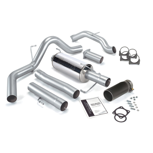 Monster Exhaust System Single Exit Black Round Tip 03-04 Dodge 5.9 SCLB/CCSB W/Catalytic Converter Banks Power