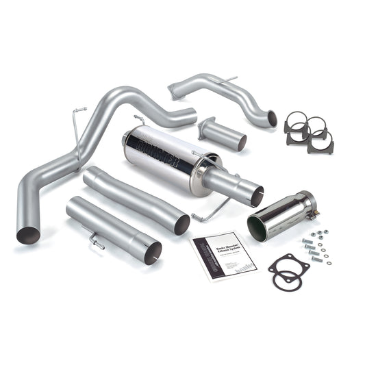 Monster Exhaust System Single Exit Chrome Round Tip 03-04 Dodge 5.9L SCLB/CCSB W/Catalytic Converter Banks Power