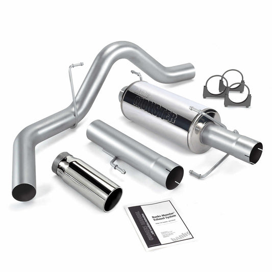 Monster Exhaust System Single Exit Chrome Round Tip 04-07 Dodge 5.9L 325hp CCLB Banks Power