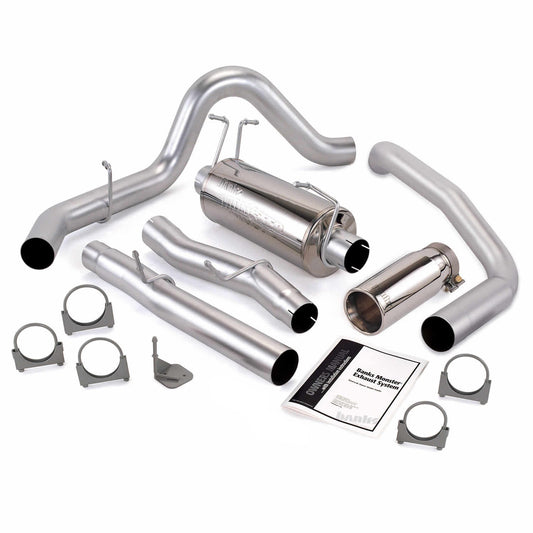 Monster Exhaust System Single Exit Chrome Round Tip 03-07 Ford 6.0L CCLB Banks Power