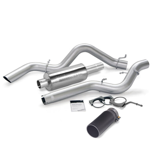 Monster Exhaust System Single Exit Black Round Tip 06-07 Chevy 6.6L CCLB Banks Power