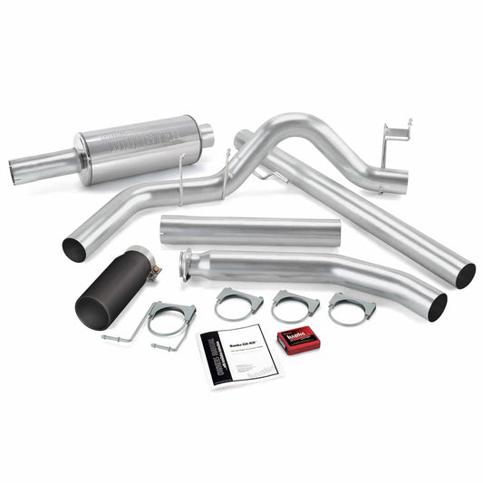 Git-Kit Bundle Power System W/Single Exit Exhaust Black Tip 98-00 Dodge 5.9L Standard Cab Banks Power