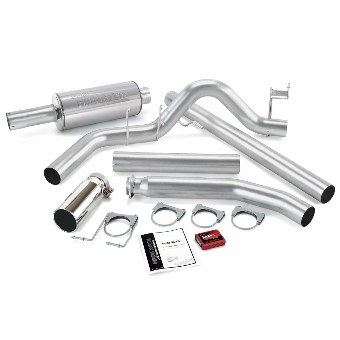 Git-Kit Bundle Power System W/Single Exit Exhaust Chrome Tip 98-00 Dodge 5.9L Standard Cab Banks Power