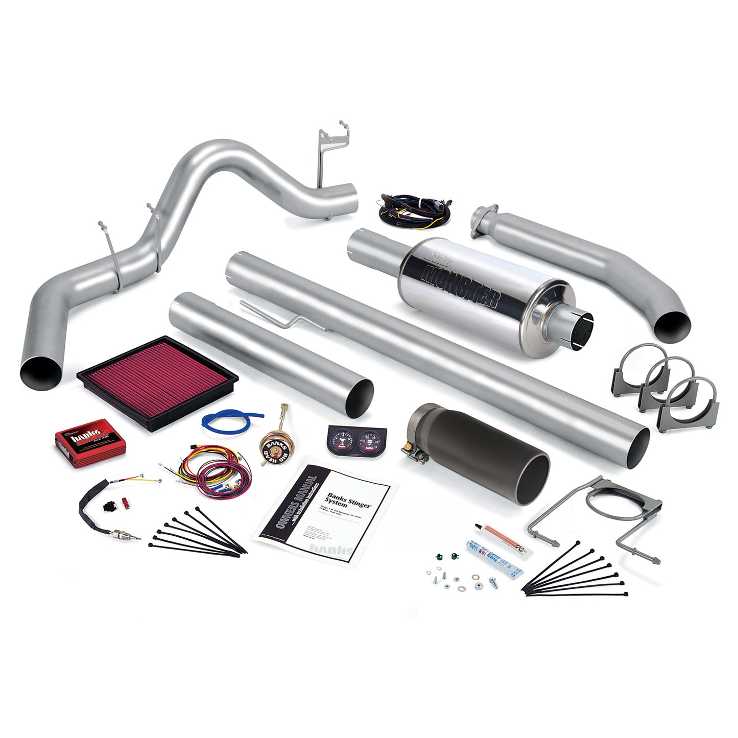 Stinger Bundle Power System W/Single Exit Exhaust Black Tip 99-00 Dodge 5.9L Standard Cab Banks Power