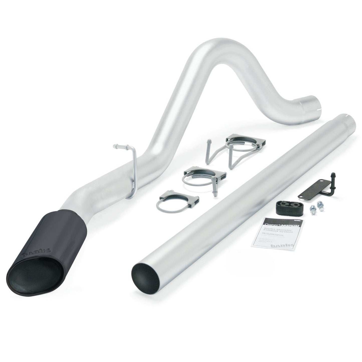 Monster Exhaust System Single Exit Black Tip 08-10 Ford 6.4L All Cab and Bed Lengths Banks Power