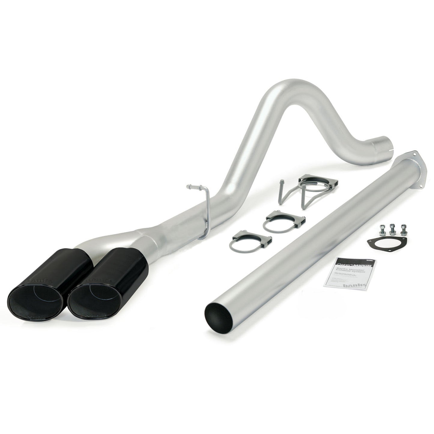 Monster Exhaust System Single Exit DualBlack Ob Round Tips 11-14 Ford 6.7L F250/F350/450 CCSB-LB Banks Power