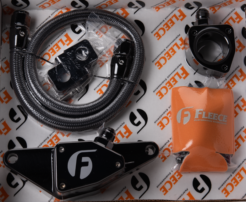 Fleece Performance 03-07 Manual Transmission Cummins Coolant Bypass Kit w/ SS Braided Line