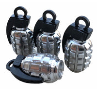 4-Piece Chrome Grenade Tire Valve Caps – Stainless Steel, Universal Fit