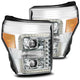 AlphaRex 11-16 Ford F-350 SD LUXX LED Proj Headlights Plank Style Chrm w/Activ Light/Seq Signal/DRL