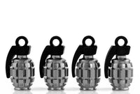 4-Piece Chrome Grenade Tire Valve Caps – Stainless Steel, Universal Fit