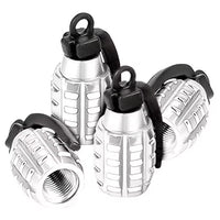 4-Piece Chrome Grenade Tire Valve Caps – Stainless Steel, Universal Fit