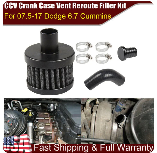 CCV Crankcase Vent Reroute Kit For 07-19 Dodge 6.7L Cummins Diesel