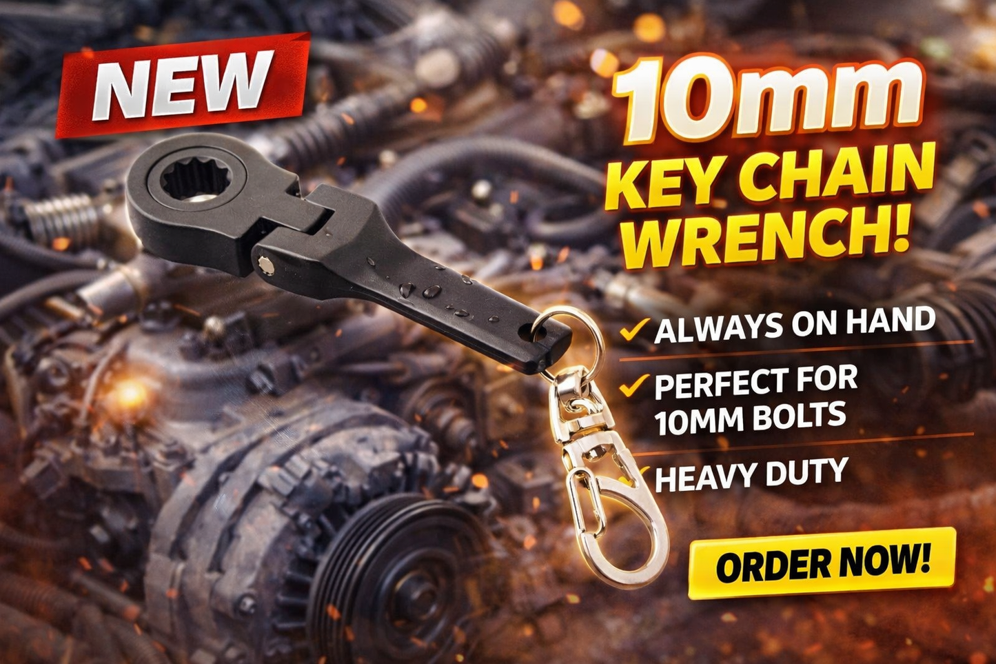 Ratcheting Wrench Portable Key Chains 10mm