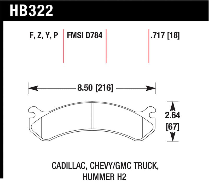 Hawk Chevy / GMC Truck / Hummer LTS Street Front Brake Pads
