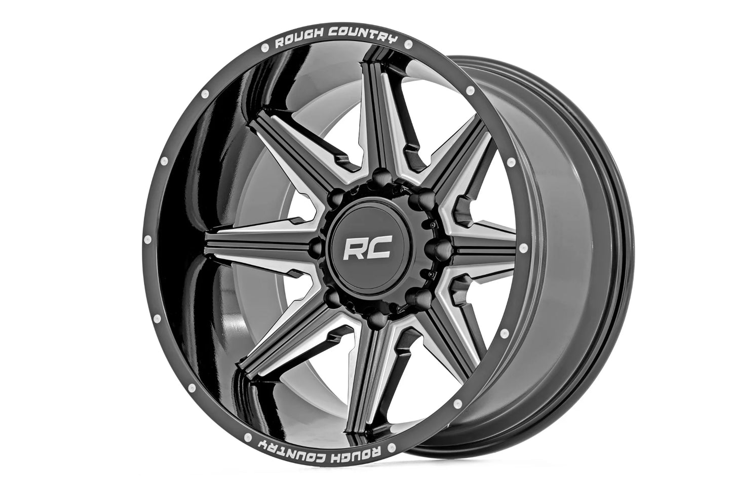 Rough Country 91M Series Wheel One-Piece | Gloss Black | 20x12 | 8x6.5 | -44mm