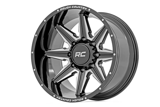 Rough Country 91M Series Wheel One-Piece | Gloss Black | 20x12 | 8x6.5 | -44mm